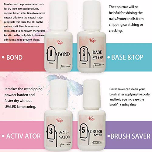 Vafee Dipping Powder Nail Starter Kit for 8 Colors , Gold Silver Red shining Series Colors dipping nail powder Nails System for French Nail Manicure Set No UV/LED Nail Lamp Needed