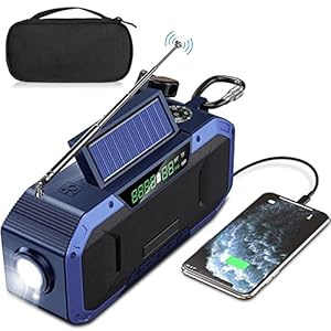 Buitenshuis Dynamo Radio Op Zonne-energie,AM/FM/BT/TF-zwengelradio Bluetooth 5.0,noodradio Met 5000 MAh Powerbank,USB-oplaadbaar,LCD Scherm,Zaklamp SOS-Alarm En Leeslamp,voor Noodgevallen