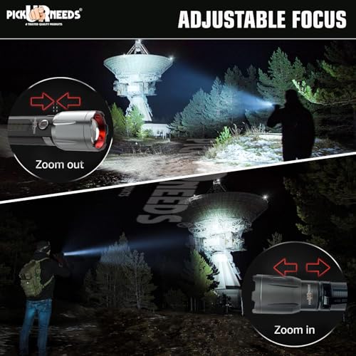 Image of Pick Ur Needs Aluminum Body Rechargeable 100W Home Emergency Torch Light with 3 Mode + Side White, Red & Blue Strobe COB Telescopic Zoom Adjustable