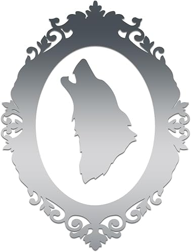 Wolf Cameo Frame Vinilo Calcomanía Cuaderno Coche Portátil 4 "x 5.5" (Plata)