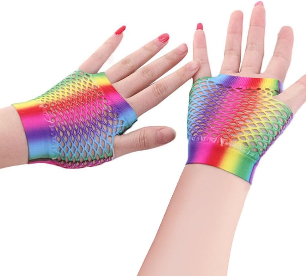 Fishnet Fingerless Gloves for Women Girls 80s Party Costume Wedding Evening Party Accessories, Long & Short 2 pairs image 4