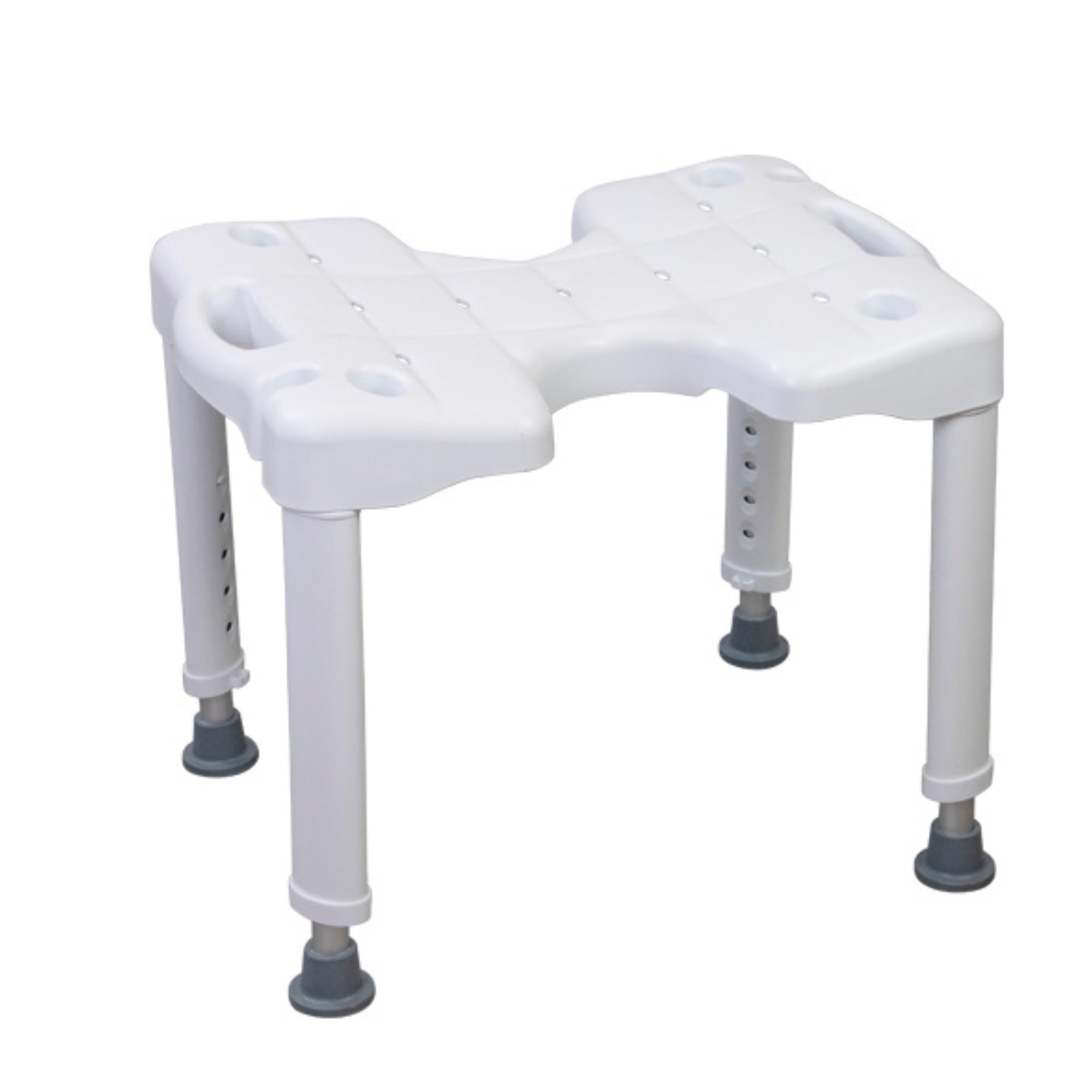 Taburete de Ducha Antideslizante para Personas Mayores y Movilidad Reducida, Altura Regulable, Asiento Seguro de Baño, Ligero y Resistente hasta 130 kg, Aluminio Blanco - Marca ESPAÑOLA