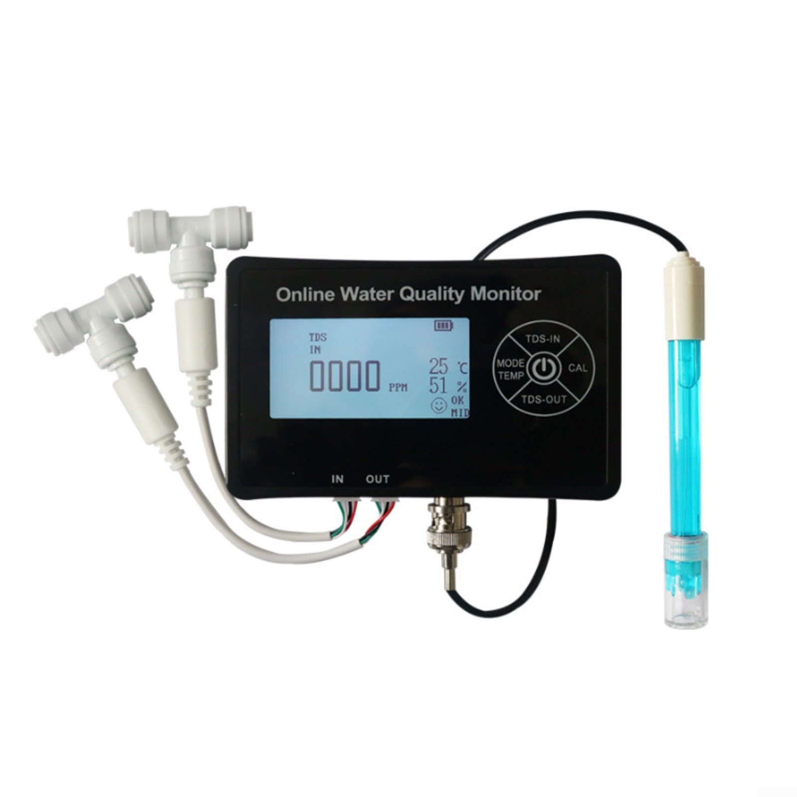 Analizador de calidad del agua en línea QT-01 para pH/TDS/conductividad/temperatura, 0-9999ppm, precisión ±0.05 pH, portátil para piscina/hogar (B)