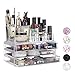Produktbild Relaxdays Make Up Organizer Acryl, 2-teilige Schminkaufbewahrung mit Lippenstifthalter und 4 Schubladen, transparent