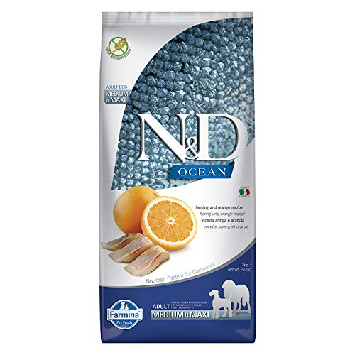 N&d low grain N&D N&D Grain Free con Pescado oceánico y Naranja seco Perro 12 kg, Multicolor, única
