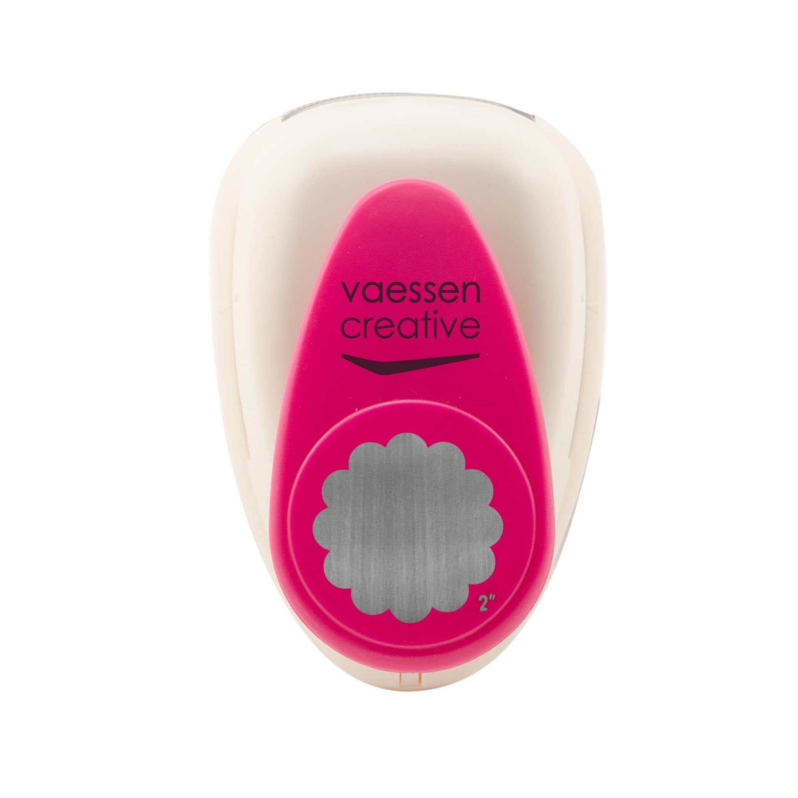 Vaessen Creative Perforadora Vieira de Círculo, 5 cm, 1 Unidad, Jumbo Grande, hasta 160g, para Manualidades y Scrapbooking, Blanco y Rosa