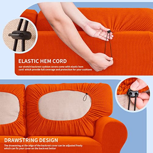 Subrtex 7 Pieces Stretch Sofa Slipcover Sets Couch Cover Sets Backrest Cushion Covers Furniture Protector Collection Set For Oversize Sofa Loveseat Chair Slip Covers(Large, Orange) #TOP4