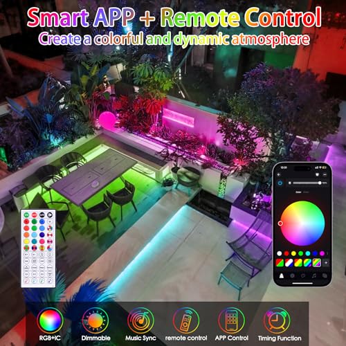 99ft Rope Lights for Outside, 300 LED String Light Outdoor Waterproof Plug in with Remote & APP Control, 16 Million Colo - Additional View