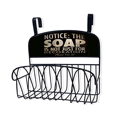 Stupell Home Décor Soap Is Not Just For Decoration Over The Door Organizer Basket, 11 x 11 x 6, Proudly Made in USA