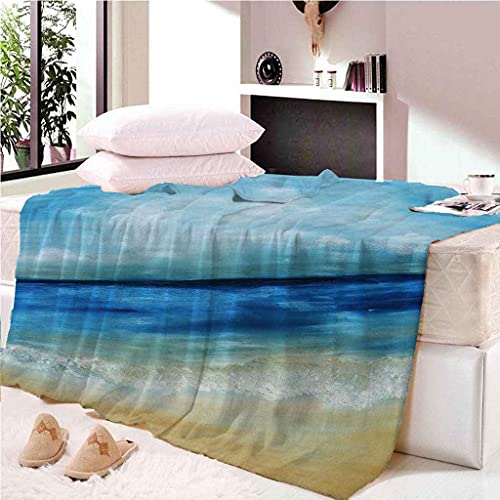 Couverture microfibre douce motif plage 3D confort toutes saisons - 3