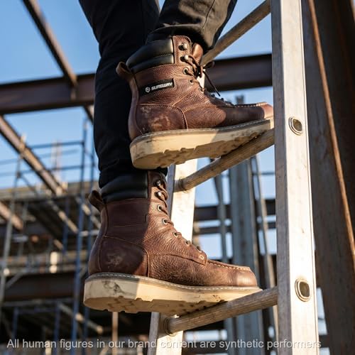 Image of SUREWAY 8 inch Soft Toe Work Boots for Men - GoodyearWelt Full Grain Leather, Lace Up Moc Toe Work Shoes, EH Construction Oil /Slip Resistant, Durable Rubber Sole Boots for Warehouse, Factory, Daily Wear