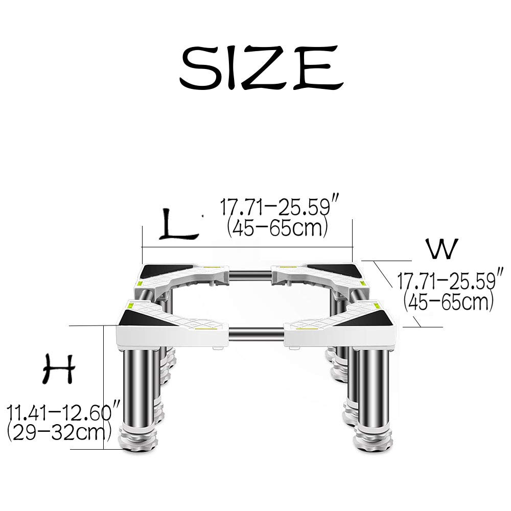Soporte Universal portátil para Lavadora y Estante para Secadora con Altura Ajustable para refrigeradores, gabinetes y Aires acondicionados. Incluye Ruedas de 4/8/12 pies y Bandeja