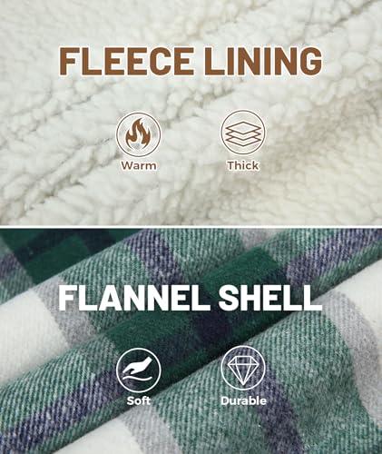 Image of Mens Flannel Hoodie Sherpa Lined Jacket