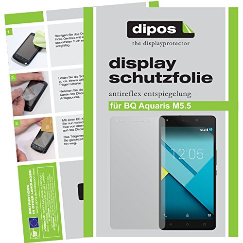dipos I 2X Schutzfolie matt kompatibel mit BQ Aquaris M5.5 Folie Bildschirmschutzfolie