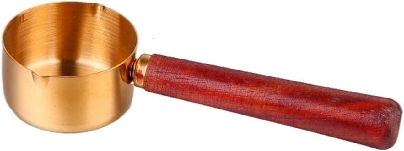 Gravy Boat Commercial Stainless Steel Sauce Cup with Handle Steak Sauce Cup Wooden Handle Western Sauce Cup Tomato Salad Dipping Dish Gravy Jug(Small)