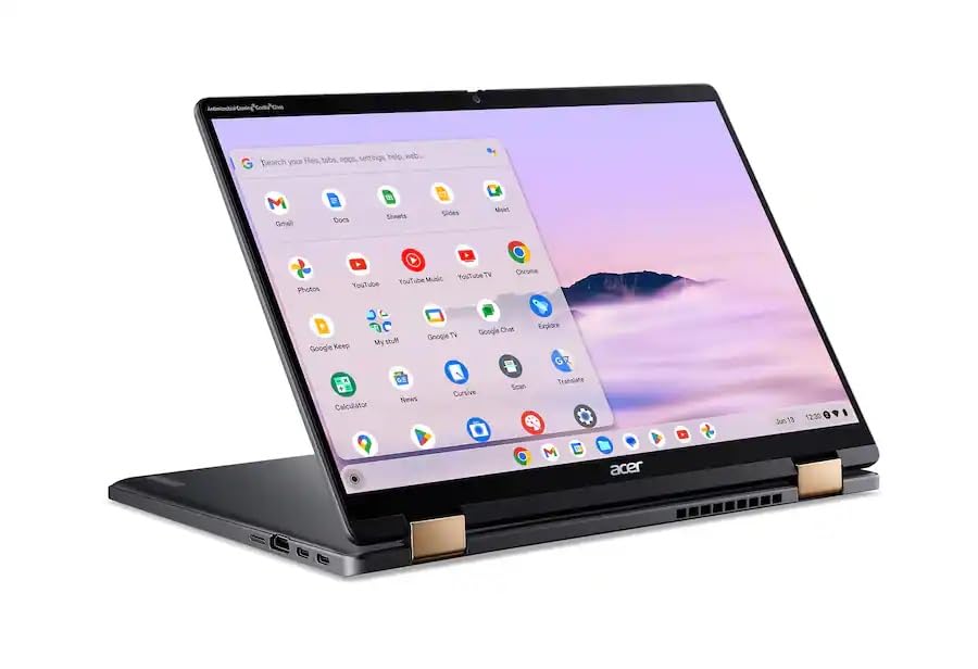 Image of acer Chromebook Plus Spin 714 2-in-1 Laptop with Google AI, 14 inch Touch WUXGA IPS, Intel Core Ultra 5 115U, (8GB LPDDR5 512GB SSD), Backlit KB Wi-Fi6E Chrome OS, Steel Gray, w /2TB USB Drive, W /GaLiMu