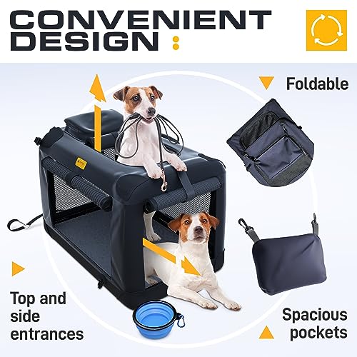 PetProved Collapsible Dog Crate Travel Dog Crate Kennel Medium Collapsible Portable Dog Kennel Medium Size Pop Up Dog Crate Car