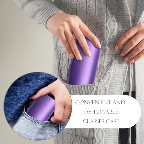 Image of Hifot Aluminium Glasses Case, Slim Reading Glasses Case, Portable Travel Metal Eyeglass Spectacles Protection Hard Shell