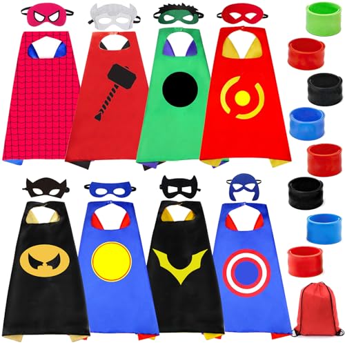 MOYKSRR Superhelden Kinderkostüm Kinder, 8 Umhänge mit Wendedesign und 8...