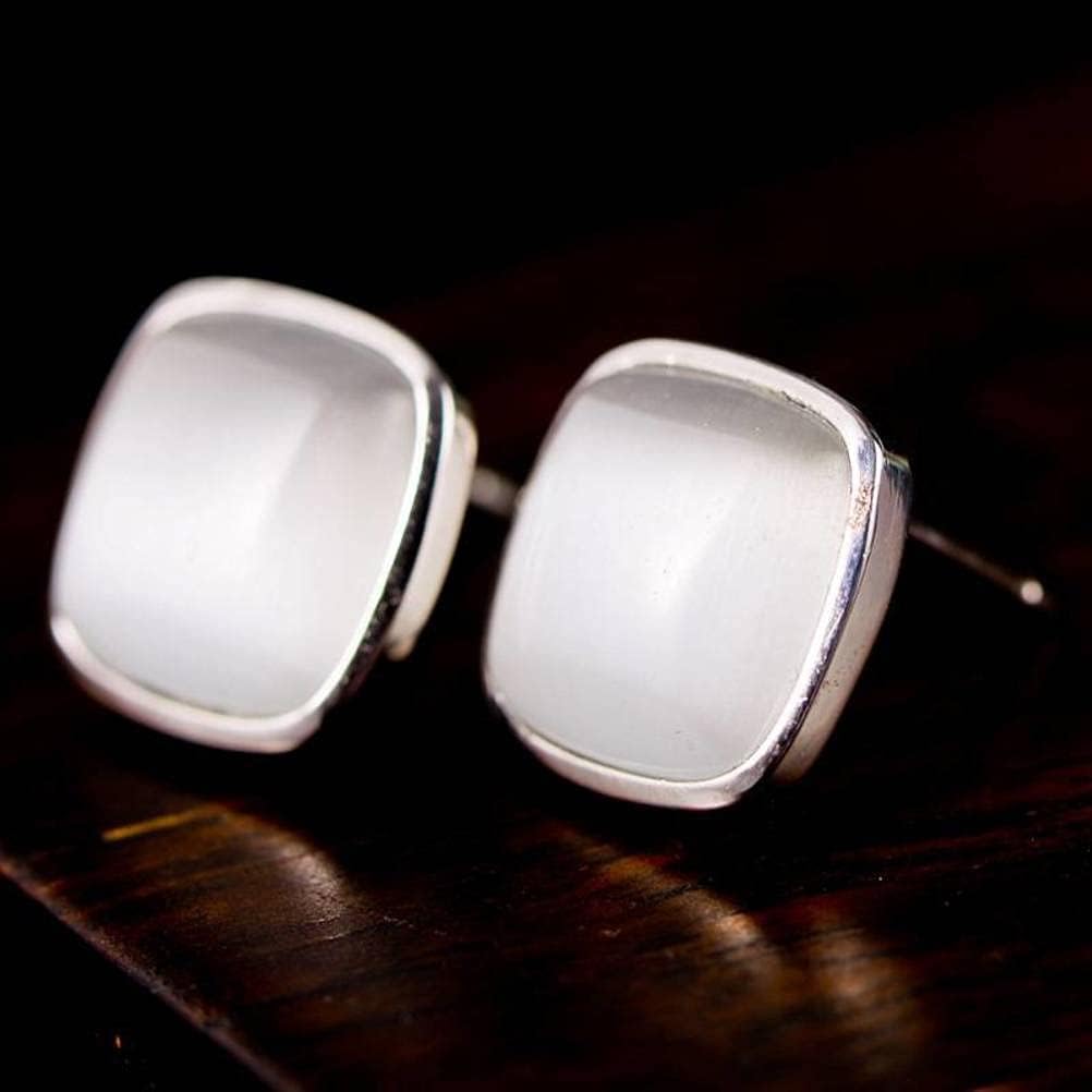 Ear925 Sterling Silver Jewelry Square Lapis Lazuli Synthetic Opalni Fashion Female Ear Stud Eargift/Pink Opal