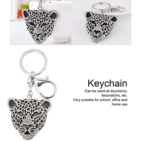 Anel de Chaveiro de Com Cabeça de Leopardo, Pingente de Bolsa Brilhante Brilhante para Meninas, Com
