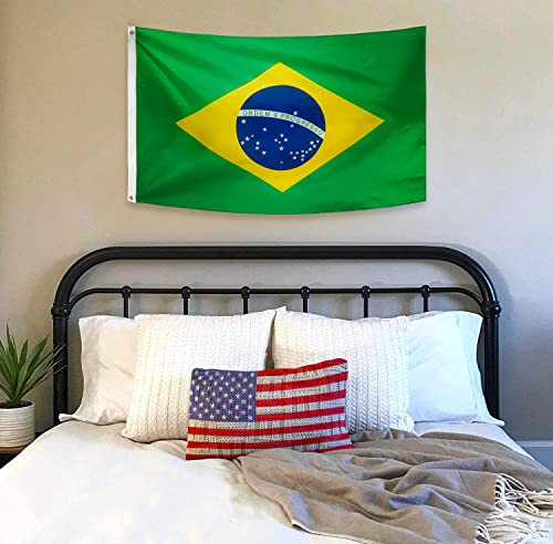 Danf Brazil Flag 3X5 Ft Thick Polyester, Fade Resistant, Brass Grommets, Canvas Header Brazilian National Flags 3 X 5 Feet #TOP2