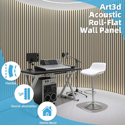 Image of Art3d Roll-Flat Acoustic Wood Slat Wall Panel, 95.3 x 23.8 in, 2-Pack, Oak