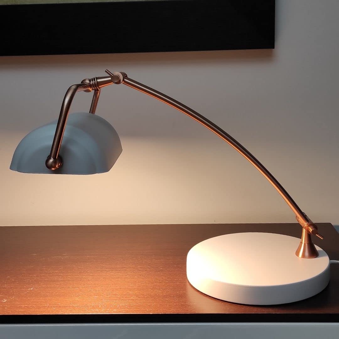 F BRIGHT Lámpara de Escritorio Tipo Banquero Abatible Diseño Metálico (Blanco)