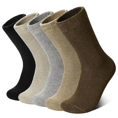 Image of Velice Wool Socks for Women Merino Wool Boot Hiking Thick Thermal Warm Winter Crew Cushion Cozy Work Socks 5 Pairs