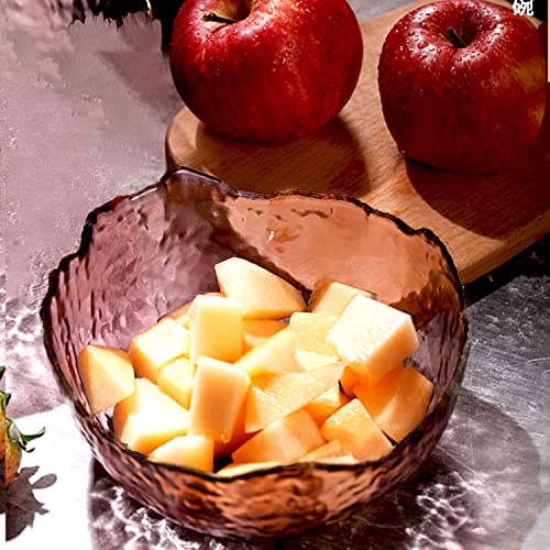 Halyuhn 50 Oz Wavy Glass Salad Bowl, 8 Inch Decorative Glass Serving Bowl, Large Purple Clear Glass Fruit Bowl With 3” Wall, Hammered Mixing Bowl Irregular Colored Candy Dish Bowl For Entertaining L #TOP5