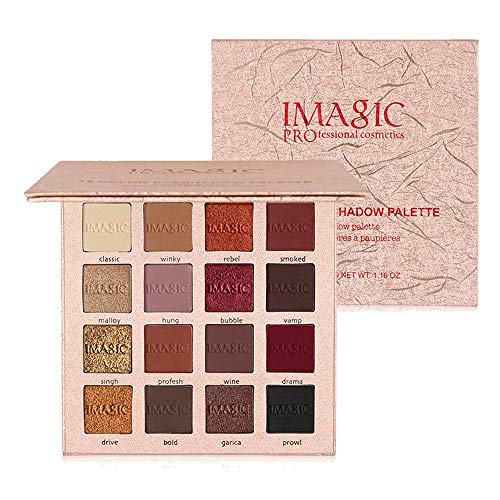 VANELC Professional Eyeshadow Palette Makeup,Matte Shimmer 16 Colors,Highly Pigmented & Long Lasting,Velvet Texture Blendable Eyeshadow Palette (Golden)