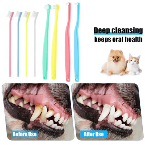 Image of XIHIRCD 8pcs Pet Toothbrush, 3 Styles Cat & Dog Toothbrush Micro Brush Head Puppy Mini Toothbrush Soft Bristle Small Dog Dental Clean Kit for Teeth Clean Plaque Tartar Formation (Colour 3)