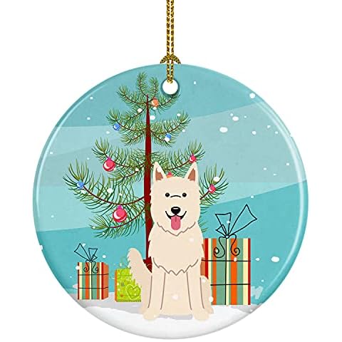Caroline's Treasures Merry Christmas Tree White German Shepherd Ceramic Ornament Cover