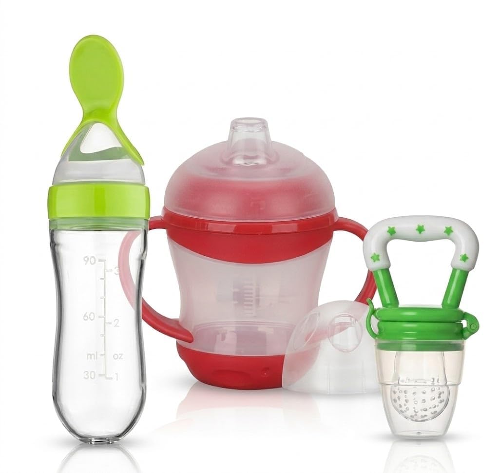 Baby Fruit Nibbler and Feeder/Baby Fruit Nipple/Pacifier/Soother and Duck Sipper 6-18 Months (Green red)-picture-21