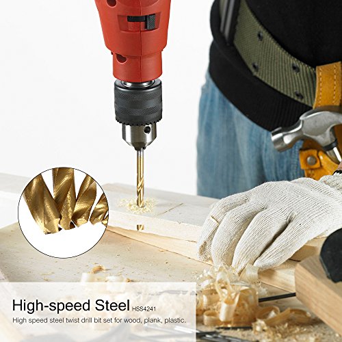 Gecheer 50 pcs HSS Chapeamento Titanium Torção Broca Set Sistema Métrico 1.0-3.0mm Aço De Alta Veloc