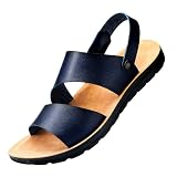 Mens Sandals Arch Support Leather Sandals Comfort Massage Footbed Casual Summer Outdoor Beach Slide