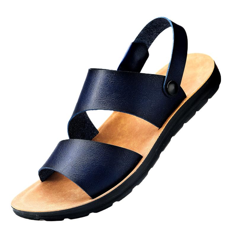 Photo 1 of Mens Sandals Leather Comfort Outdoor Slide Sandals Open Toe Slip On Sandals