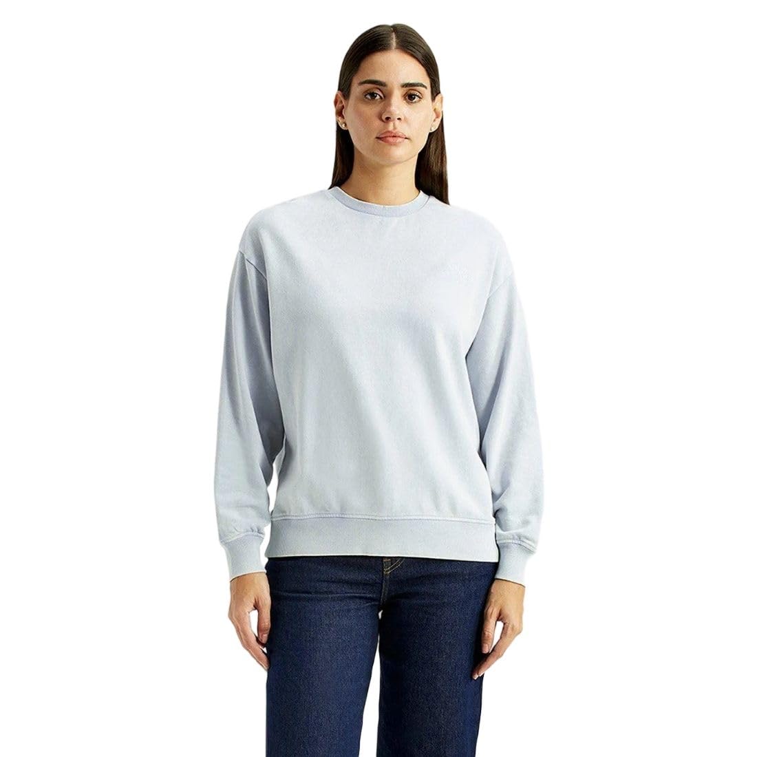 levi's Women's Solid Light-Blue Crew Neck Sweatshirt-picture-16
