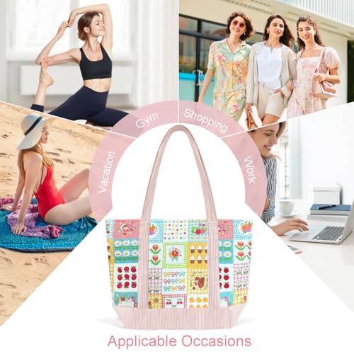 Bolso Tote Grande para Mujer con Cremallera y Diseño Floral miniatura 6