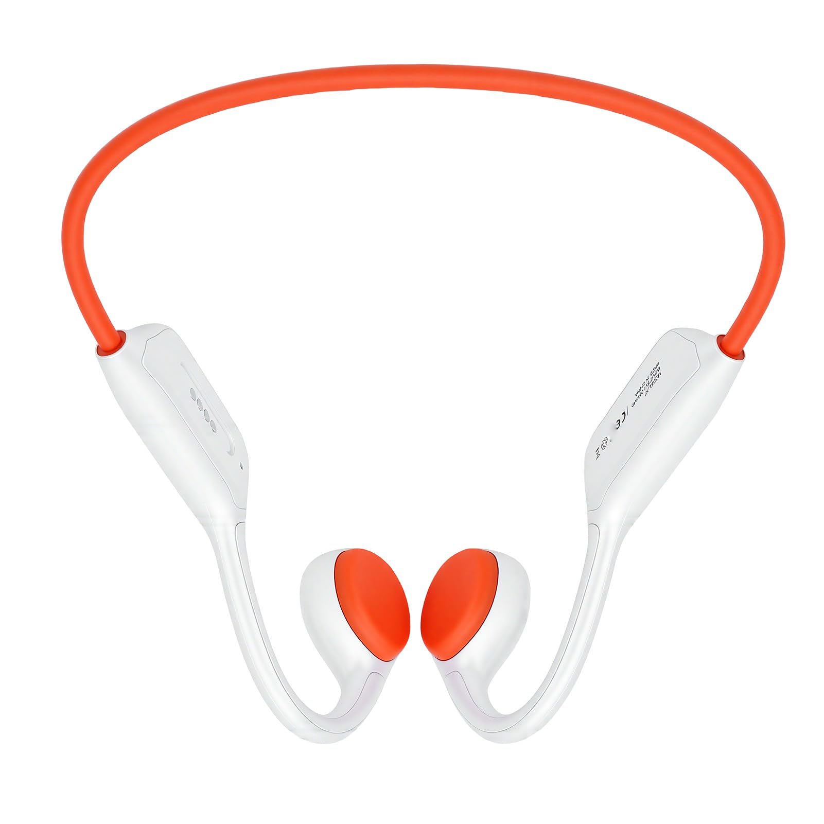 Sxhlseller Cuffie a Conduzione Ossea, Wireless Impermeabili IPX8 per Nuoto con MP3 32 GB, Cuffie Bluetooth 5.4 a Orecchio Aperto per la Corsa Sportiva (Bianco Arancio)