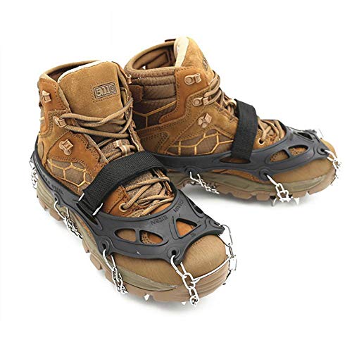 DokFin Crampones Garras, Cubierta Antideslizante De Zapatos para Nieve Y Hielo con 19 Picos para Zapatos Botas Picos Invierno Caminata Senderismo Escalada Picos