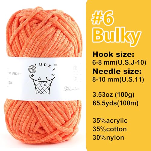 Image of 100g Yarn for Crocheting and Knitting,66yds /60m Cotton Yarn for Beginners,Cotton-Nylon Acrylic Blend Yarn for Beginners Crochet Kit Making(Bright Orange)