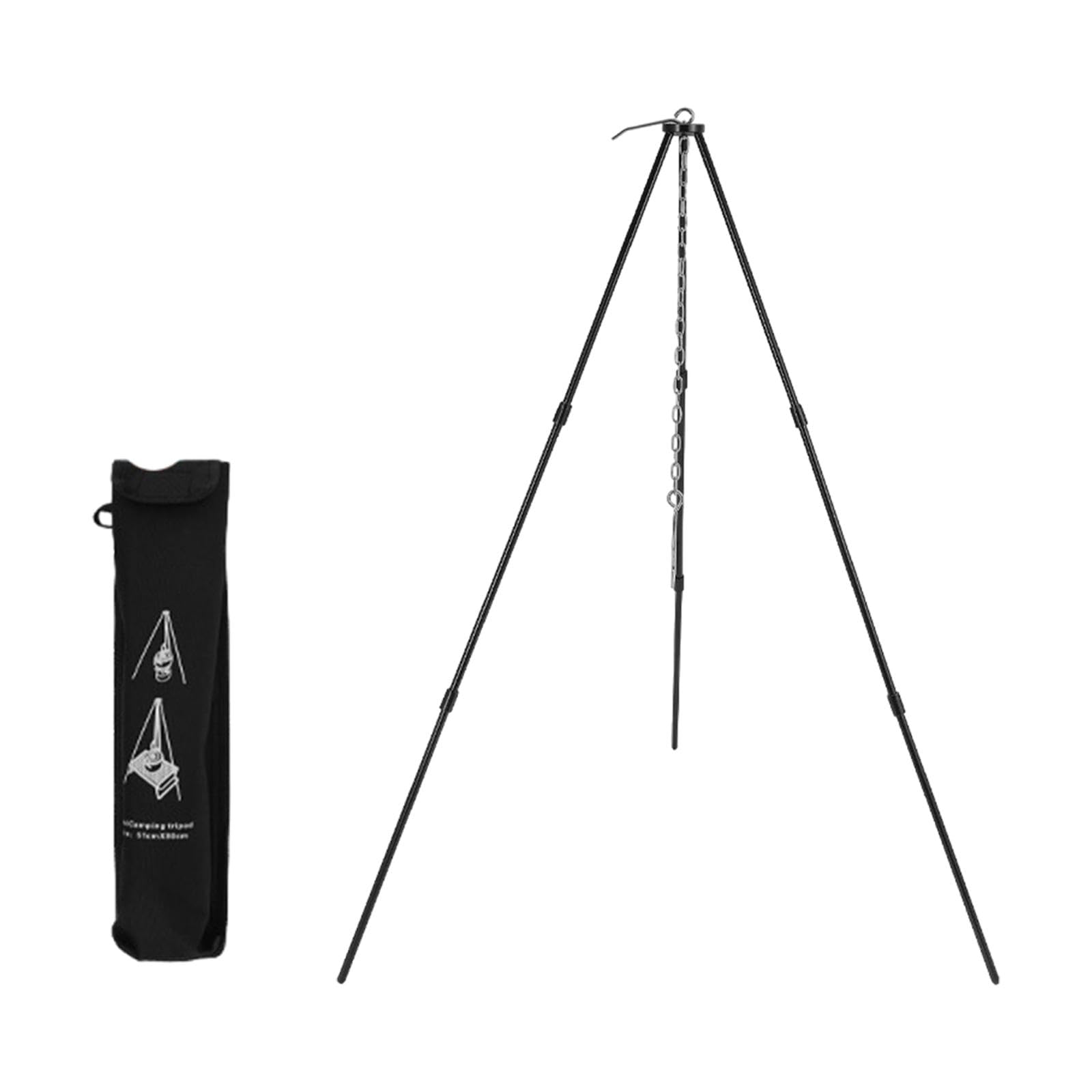 CALANDIS™ Camping Tripod Camping Cookware Outdoor Cooking Tripod for Garden BBQ Hiking Black | Camping Cookware | Camping Cooking Supplies | Camping Hiking | Outdoor Sports-image-20