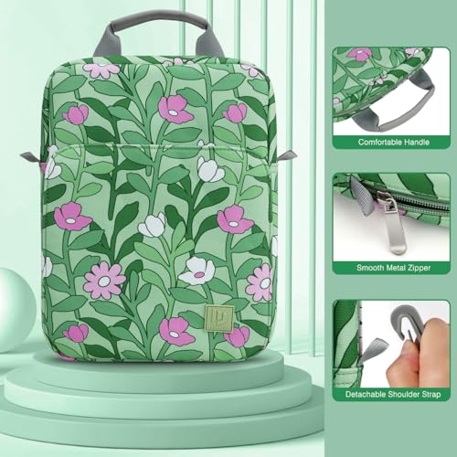 Image of Dadanism 9-11 Inch Tablet Sleeve Bag Carrying Case with Shoulder Strap for iPad (A16) 11 inch, iPad 10th Gen 10.9 inch, iPad Air M4 /Pro M5 11 inch, iPad 9 /8 /7th 10.2 inch, Galaxy Tab A11+ Plus 11 inch, Cyan+Flower