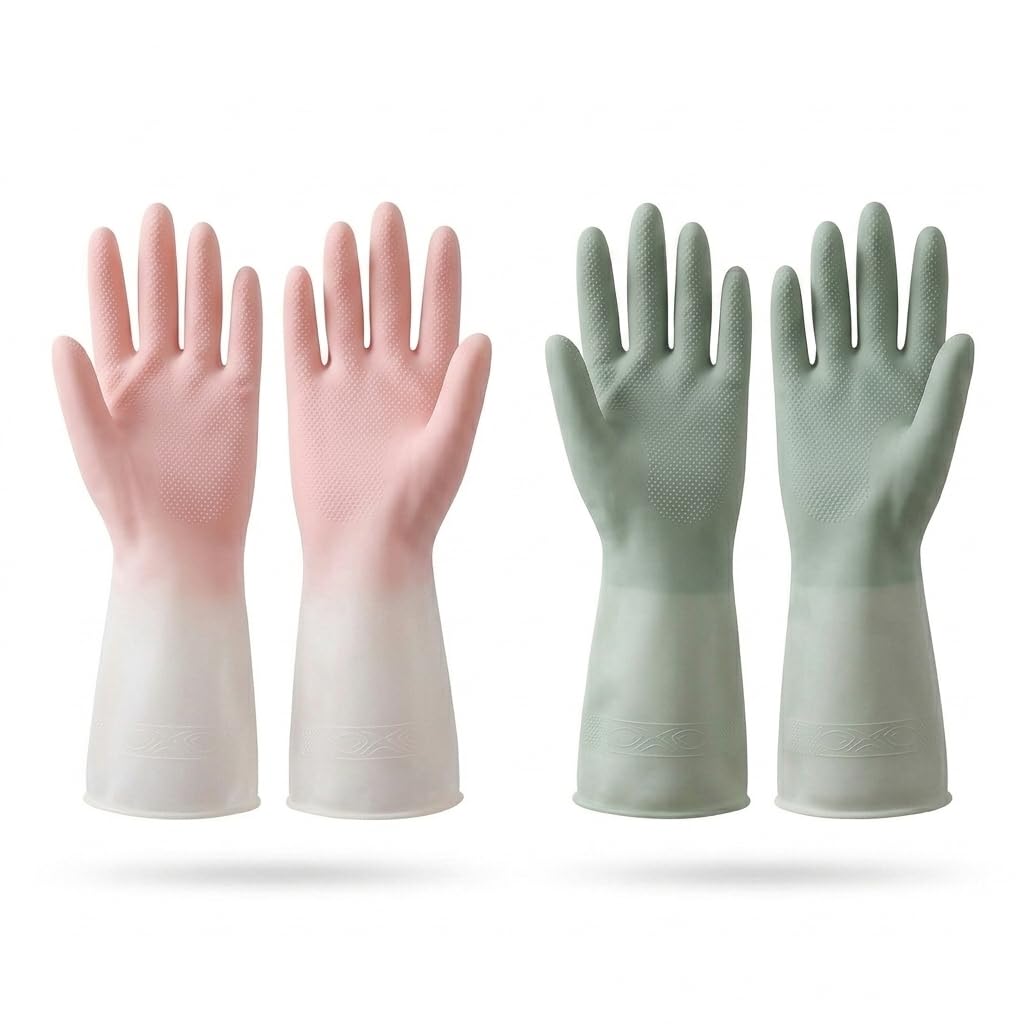 (pack of 2) 2 pair Reusable Silicone Kitchen Gloves for Dough Kneading, Food Preparation, Waterproof, Cooking and Cleaning Hand Protector-picture-27