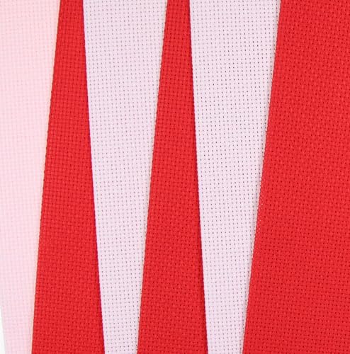 Image of KCS 6 pc of 12 inch x 18 inch(30cmx45cm) 14CT Counted Cotton Aida Cloth Cross Stitch Fabric (Pink+Red)