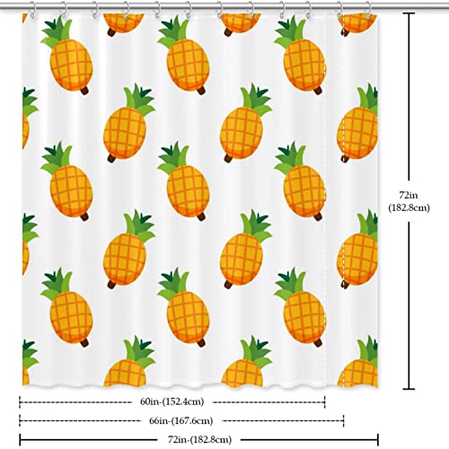 Rideau de douche ananas imperméable 152x183 cm avec anneaux pour baignoire