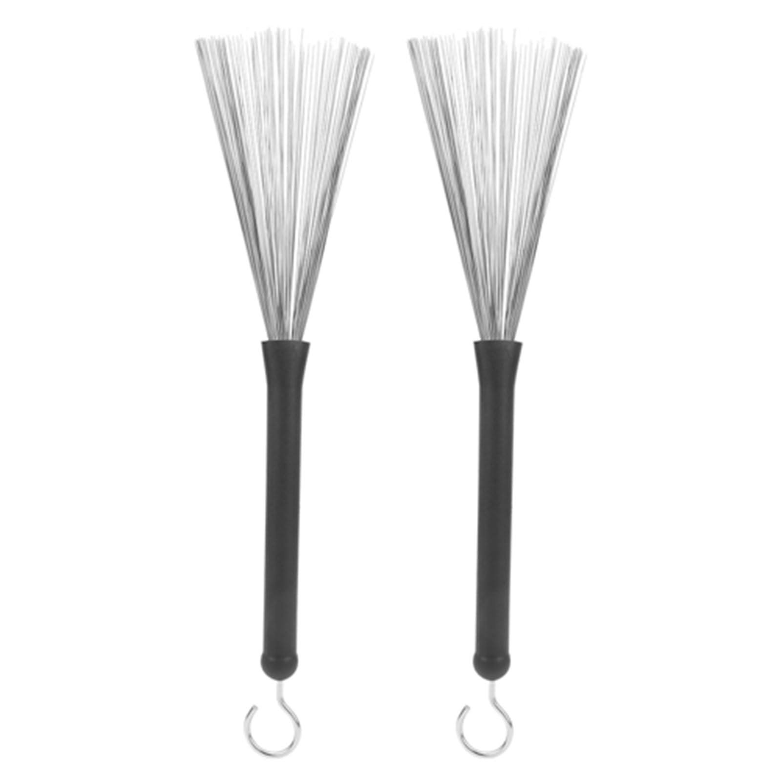 Restokki 2Pcs Drum Brush Rubber Stainless Steel Wire Retractable Jazz Percussion Accessories