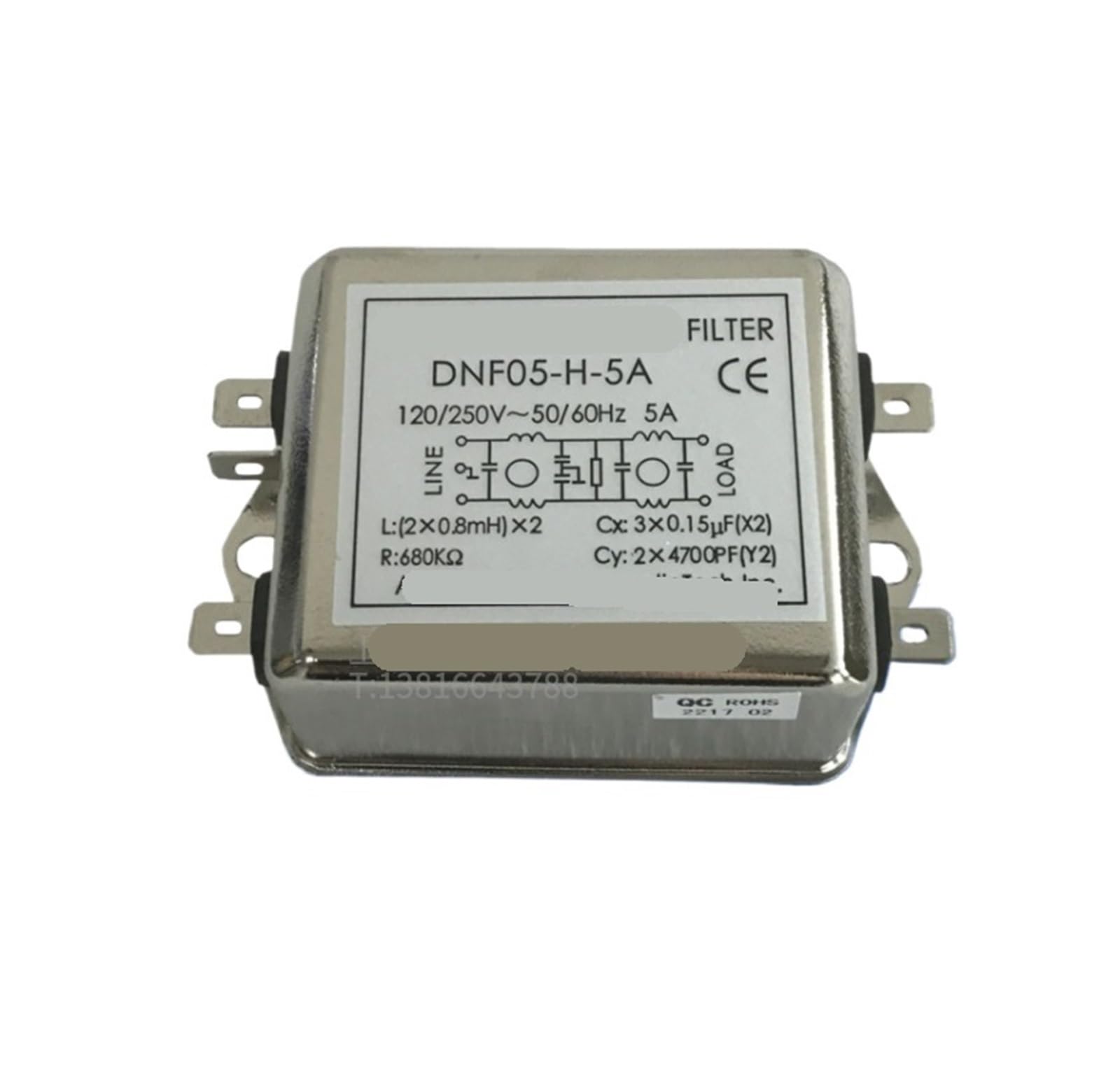 JJHQOKYNA Single Phase DNF05-H-3A AC 5A Power Filter 6A 10A 15A 20A(DNF05-H-5A)