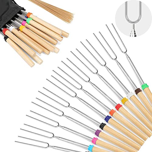 Xutog 12 Stück Teleskop Grillspieße mit Holzgriff
